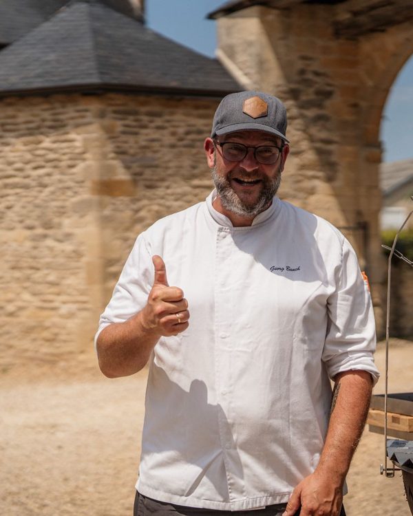 Live fire in a French château courtyard